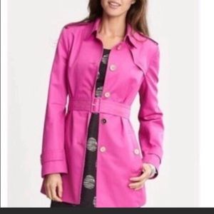 Bright pink Banana Republic tech coat jacket